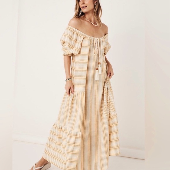 Dresses & Skirts - Spell the Gypsy lady palm gown - yellow and white striped - M